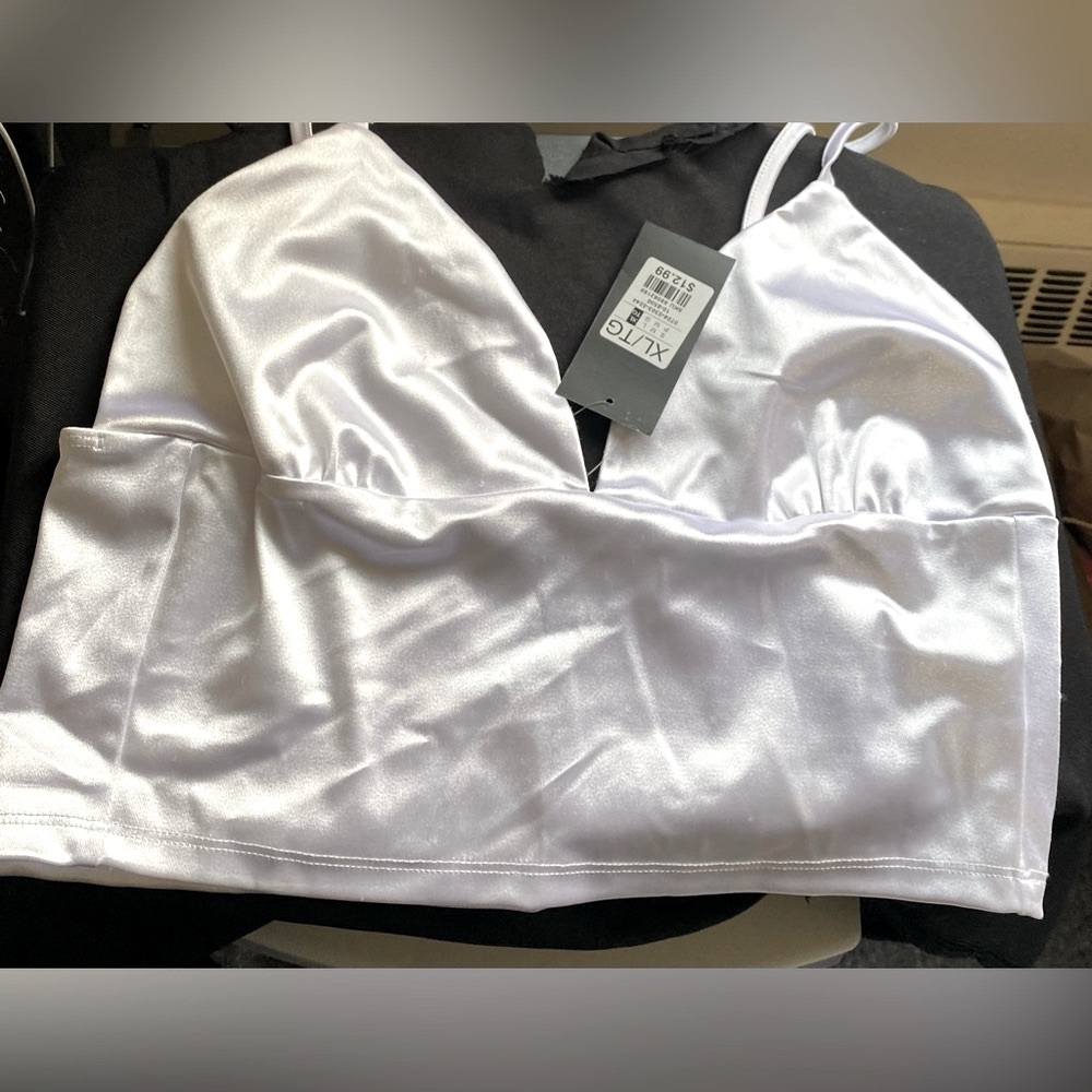 White satin bralette straps adjustable size XL
